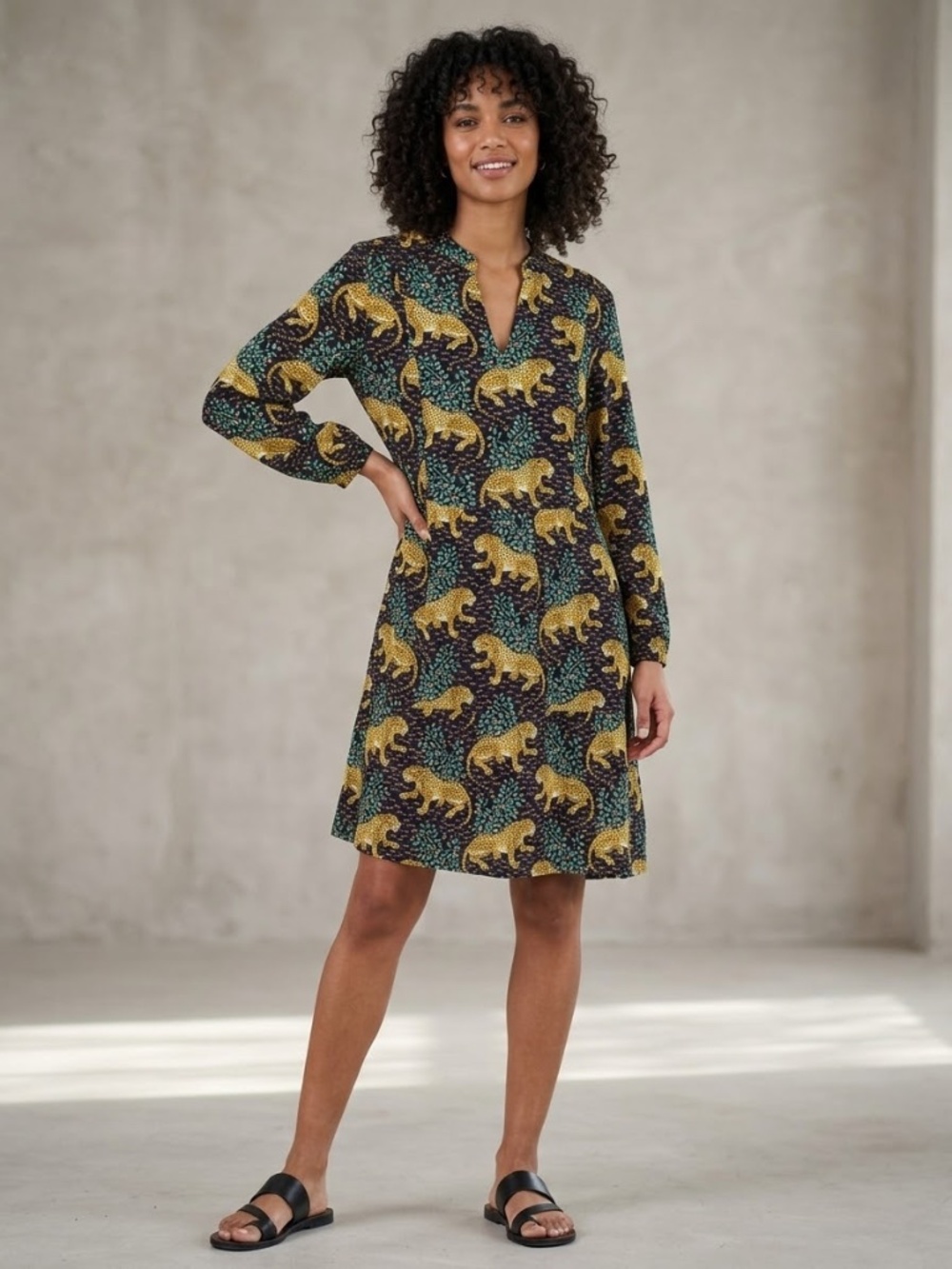 LIZA BYRD Preston Dress, Navy Tier Print, NWT